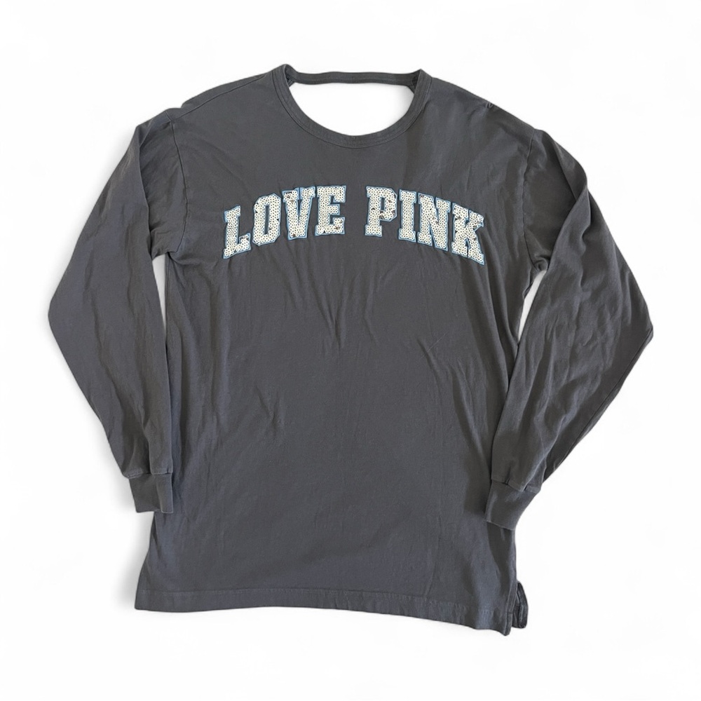 PINK Victoria's Secret Sequin ‘Love Pink’ Low Back Long Sleeve Tee - Picture 2 of 6